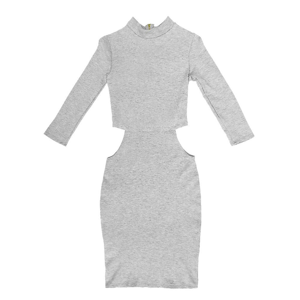 NWOT Light Gray Heather Casual Sexy Open Hip ¾ Sleeve Charlotte Russe Dress XS/S